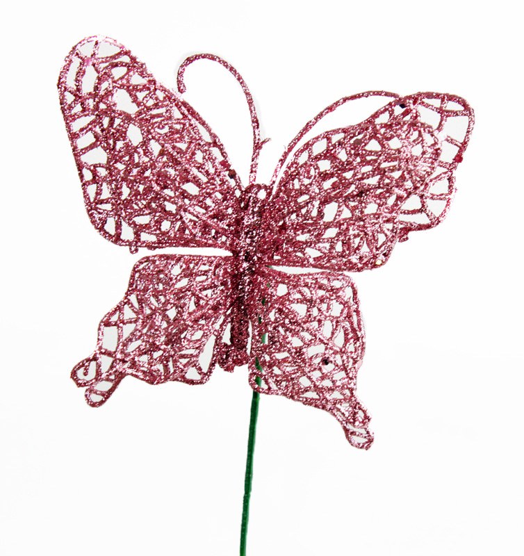 Picture of Pink glitter decorative butterfly, 10cm